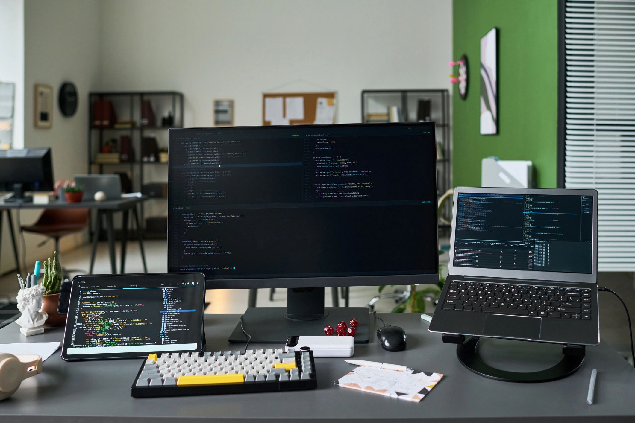 Software development workspace displaying code for a professional technology team